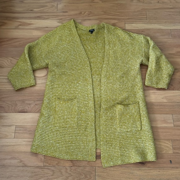 Torrid | Citron Yellow Open Front Cardigan | Pockets | Ribbed | size 3 - Picture 1 of 4